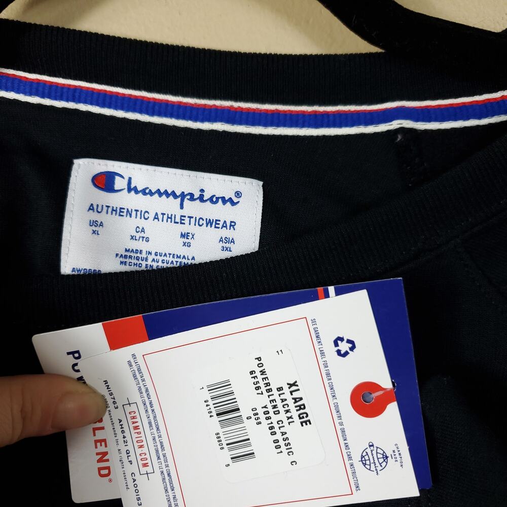 Champion Black Powerblend Boyfriend Graphic Crewneck Sweatshirt Size XL - Picture 8 of 10
